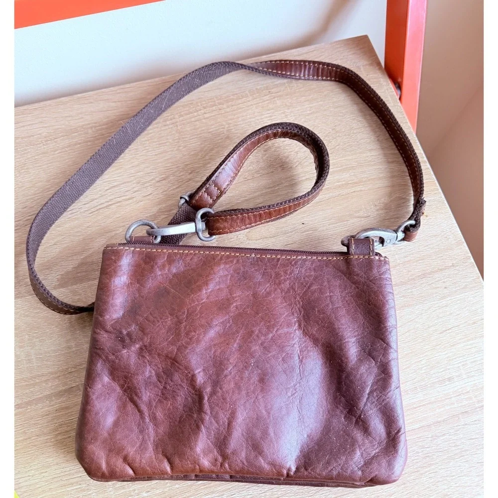 Jack Georges Leather Small Crossbody Flap‎ Pockets Adjustable Rustic Classic